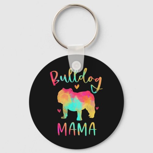 Mama Colorful English Bulldog Gifts Dog Mom  Keychain