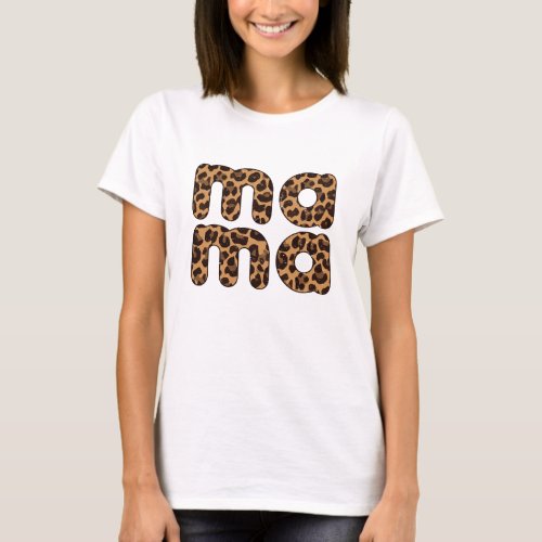 Mama Cool Mom Leopard Print Pattern Mothers Day T_Shirt