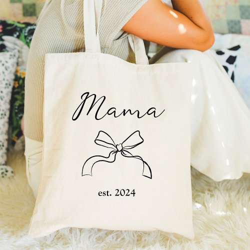 Mama  Coquette Black Bow and Script Tote Bag