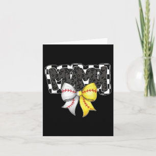 Mama Coquette Bow Game Day Baseball Softball Cheer Card