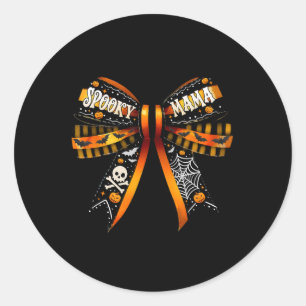 Mama Coquette Bow Pumpkin Cute Halloween Women  Classic Round Sticker
