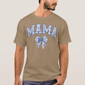 Mama Coquetteoile Blue Bow Floral Family Matching  T-Shirt