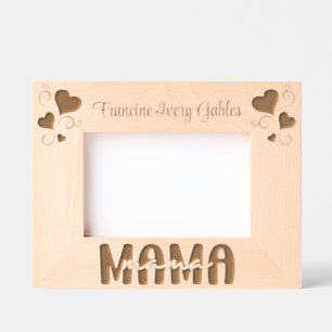 Mama custom name hearts wooden engraved frames
