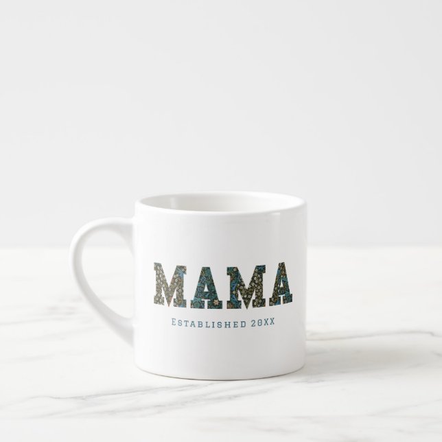 Mama customized year - trendy floral Coffee Mug (Left)