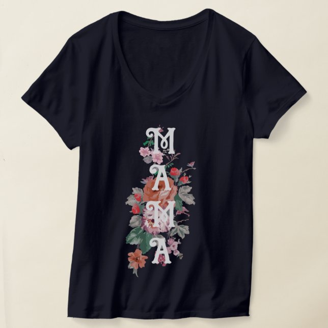 Mama Cute floral for mother T-Shirt (Laydown)