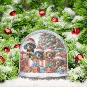 Mama Dachshund and puppies Christmas Snow Globe