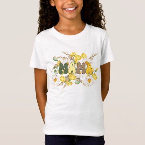 MAMA Daisy Flowers for Mothers Day Kids T_Shirt