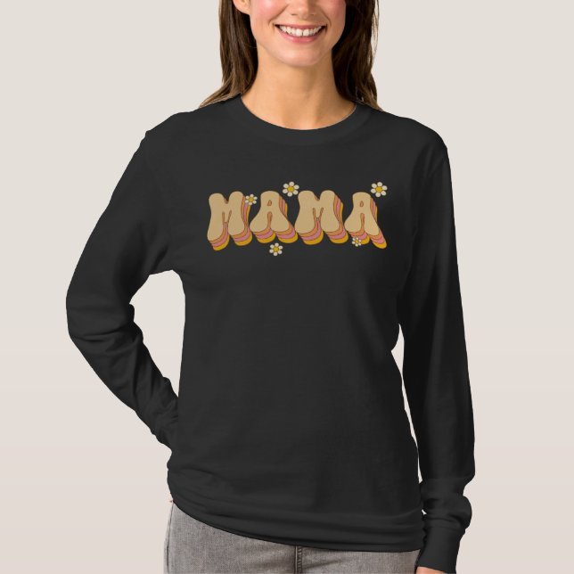 Mama Daisy Flowers Retro Groovy Style Gardeners Mo T-Shirt (Front)