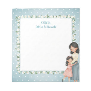 Mama & Daughter Hug Personalized Mitzvah Notepad