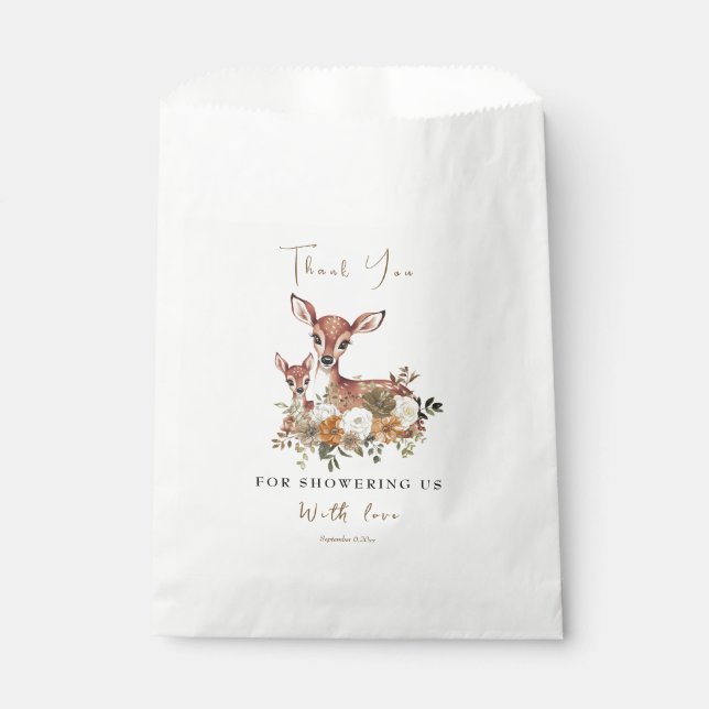 mama deer and baby deer baby shower favor bag (Front)