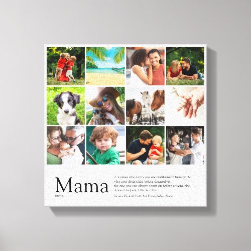 Mama Definition Quote Photo Collage Canvas Print