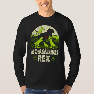 Mama Dinosaur Rex Momsaurus 4 Kids Matching Family T-Shirt