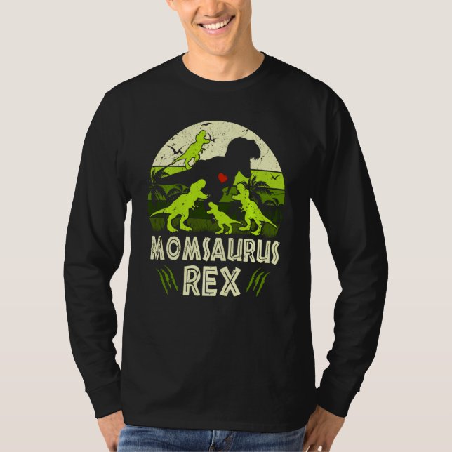 Mama Dinosaur Rex Momsaurus 4 Kids Matching Family T-Shirt (Front)