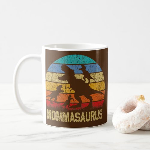 Mama Dinosaur T Rex Mommasaurus 3 kids Family Coffee Mug