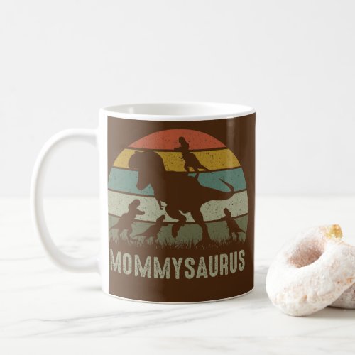 Mama Dinosaur T Rex Mommysaurus 4 kids Family Coffee Mug