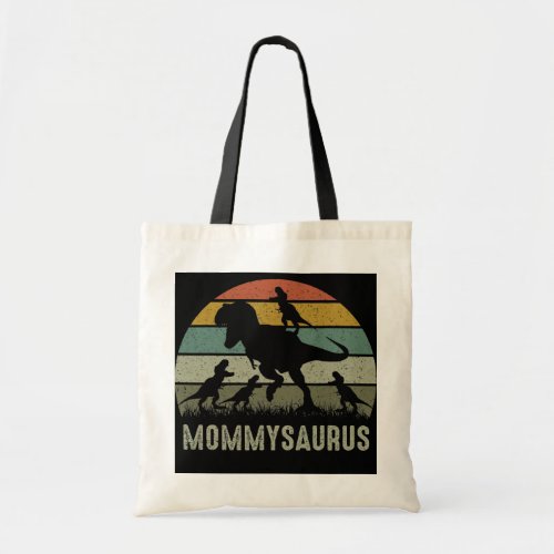 Mama Dinosaur T Rex Mommysaurus 4 kids Family Tote Bag