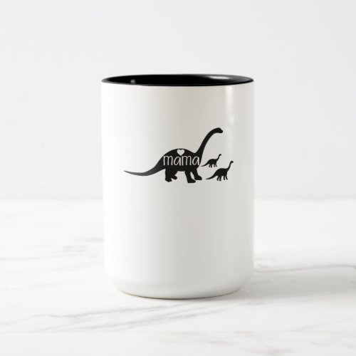 Mama Diplodocus Dinosaur Funny Mothers Day Gifts Two_Tone Coffee Mug