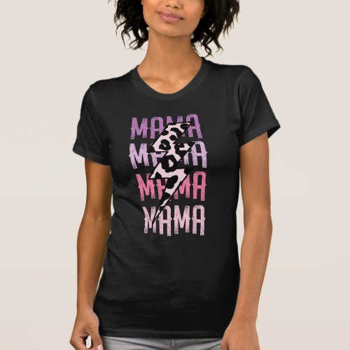 Mama Distressed Leopard Print Lightning Bolt T_Shi T_Shirt
