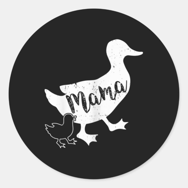 Mama Duck and 1 Baby Duckling Fun Mom   Classic Round Sticker (Front)