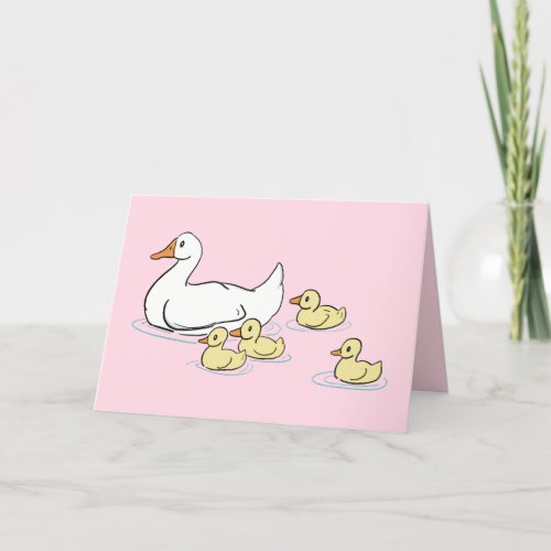 Mama Duck  Babys Pink Blank Card