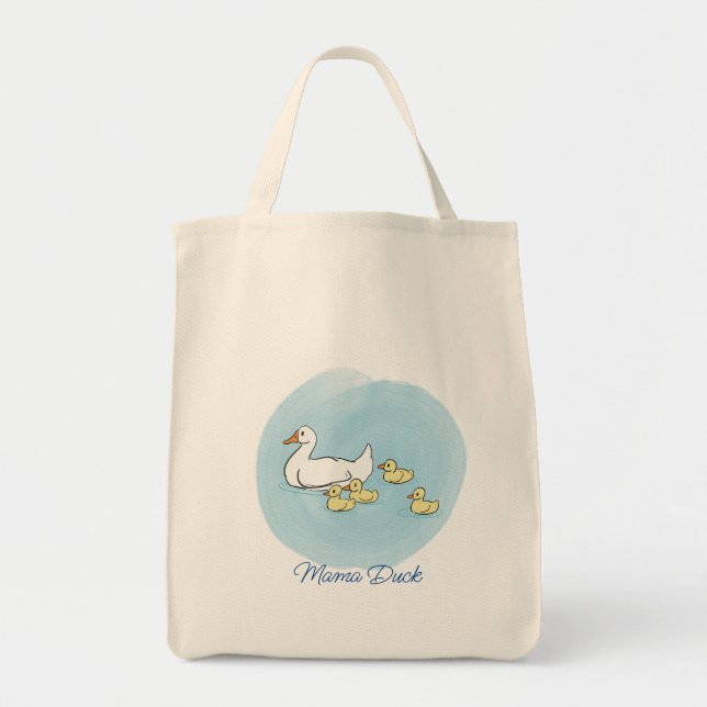 Mama Duck Personalized Shopping Tote Bag (Front)