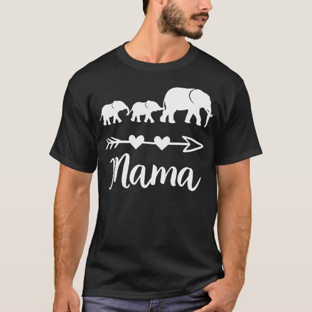 Mama Elephant 2 Babies Kids Mom Of Two Cute Mother T-Shirt (Front)