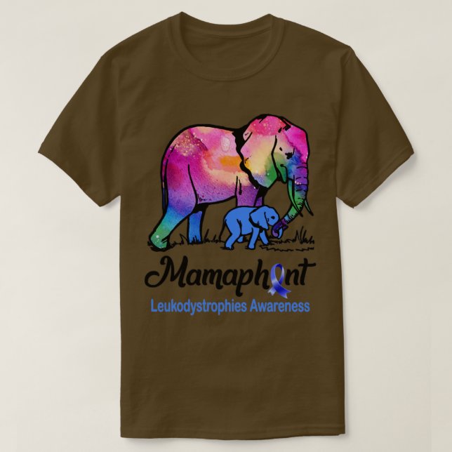 Mama Elephant Mamaphant Leukodystrophies Awareness T-Shirt (Design Front)