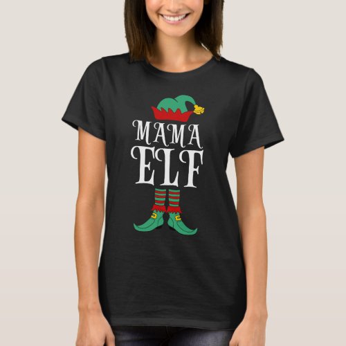Mama Elf Cute Funny Christmas Costume T_Shirt