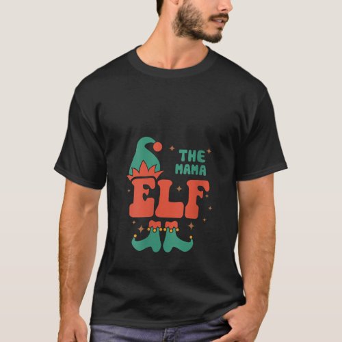 Mama Elf Family Matching Christmas Pjs Funny V Nec T_Shirt