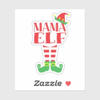 Mama Elf Festive Christmas Sticker