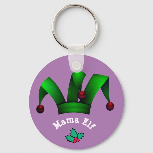 Mama Elf Keychain - Personalized Christmas Gift (Front)