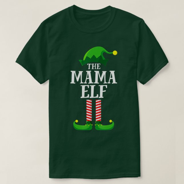 Mama Elf Matching Family Group Christmas Party Mom T-Shirt (Design Front)