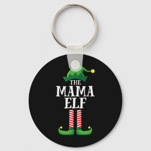 Mama Elf Matching Family Group Christmas Party Mum Keychain