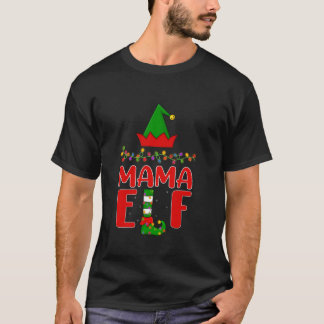 Mama Elf Matching Family Lighting Christmas T-Shirt