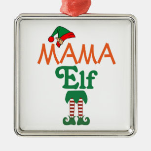Mama Elf Metal Ornament