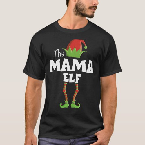 Mama Elf Xmas Pajama Family Matching Christmas Gro T_Shirt
