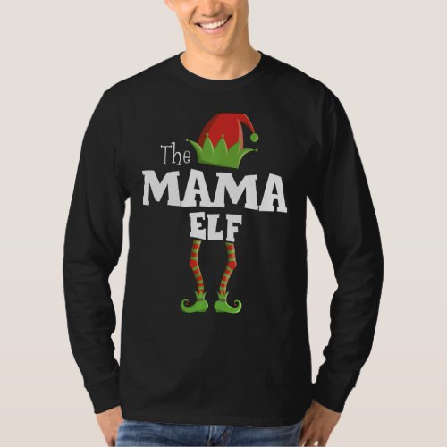 Mama Elf Xmas Pajama Family Matching Christmas Gro T_Shirt