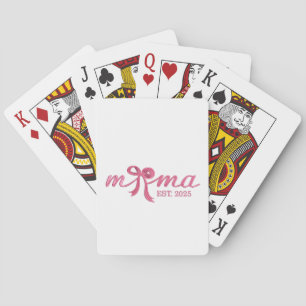 Mama Est 2025 Hot Pink Bow Coquette Mother Day Poker Cards