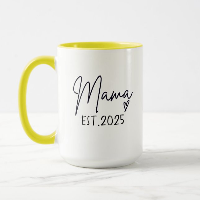 Mama Est 2025 , Personalized,Mom Mug, Custom Mug (Left)