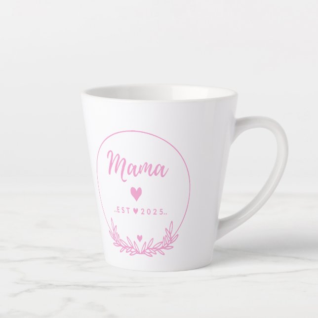 Mama Est.2025 shirt -Mother gift Pink Minimal -  Latte Mug (Right)
