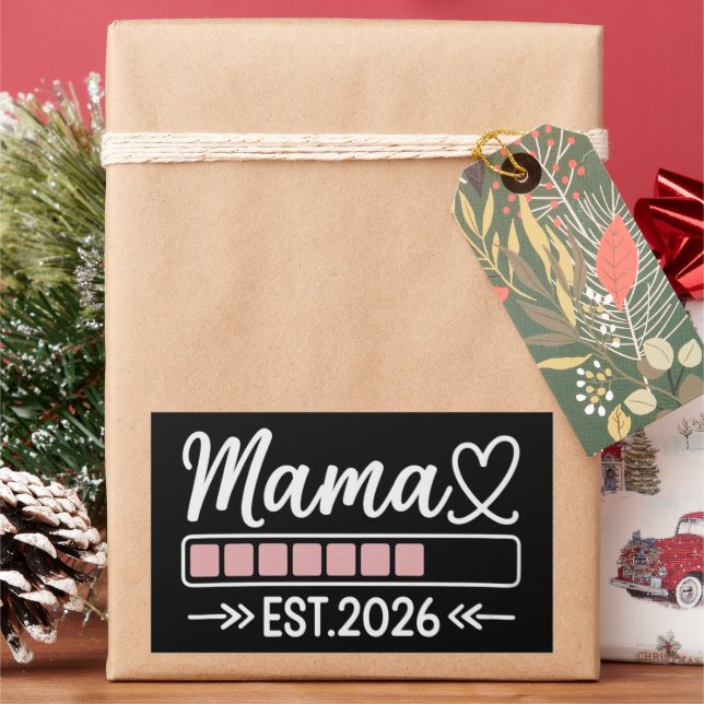 Mama est. 2026 Pregnancy Announcement Mom  Rectangular Sticker (Holiday)