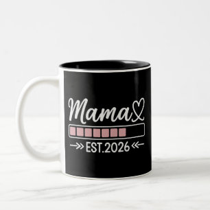 Mama est. 2026 Pregnancy Announcement Mom Two-Tone Coffee Mug