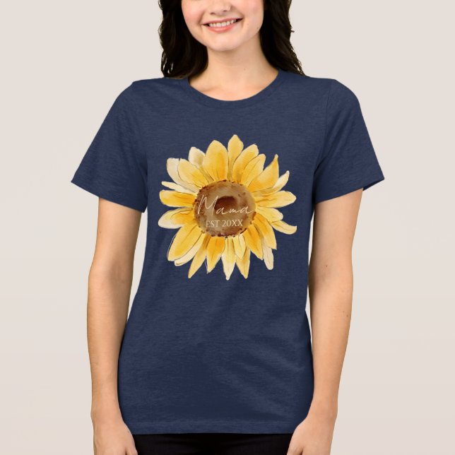 Mama Est Cute Sunflower Tri-Blend Shirt (Front)