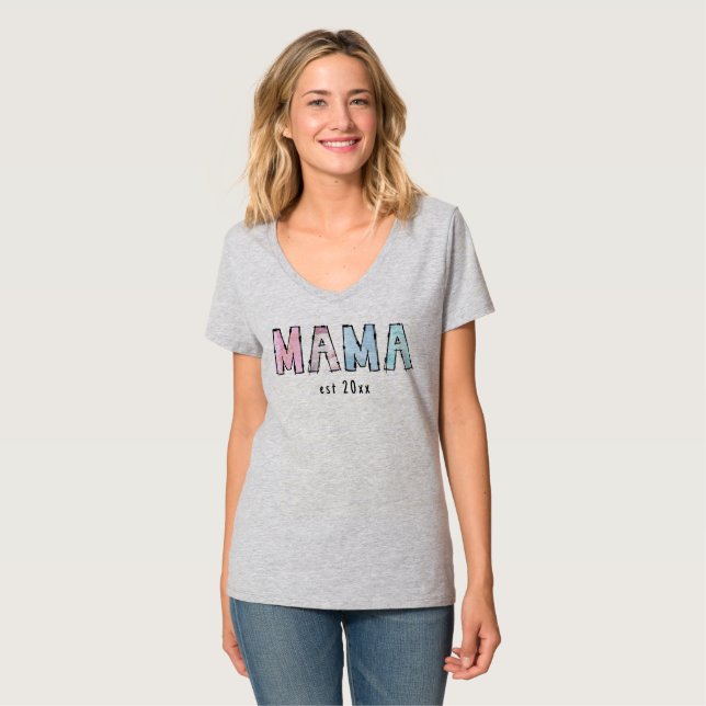 Mama est Womens V-Neck T-Shirt (Front Full)