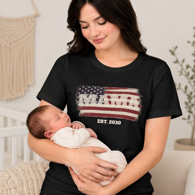 MAMA Est. Year American Flag Tri-Blend Shirt (Creator Uploaded)