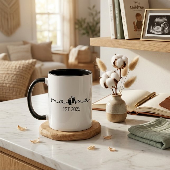 Mama Est Year Modern Script Design Mug (Creator Uploaded)