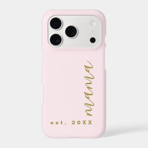 Mama Est. Year Pastel Pink Gold Minimal Keepsake iPhone 17 Pro Case