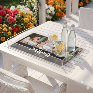 Mama Established 3 Photo Kids Name Fun Acrylic Tray