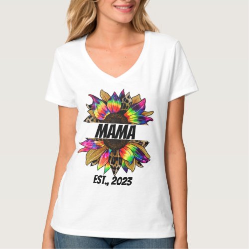 Mama Established Ma Mom Mommy Bruh Tie Die Flower T_Shirt