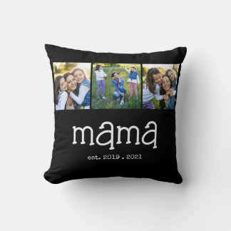 Mama Established Modern 3 Photo Throw Pillow